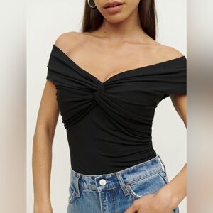 Reformation Ezlynn Off the Shoulder Knit Top